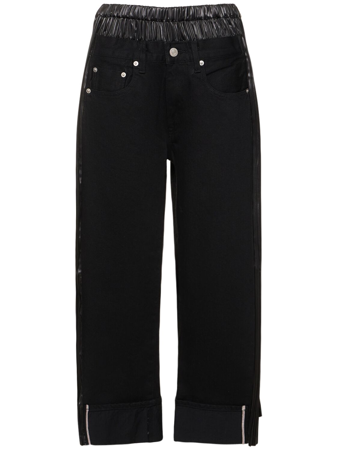 Junya Watanabe Wide Denim Jeans W/ Side Pleats In Black