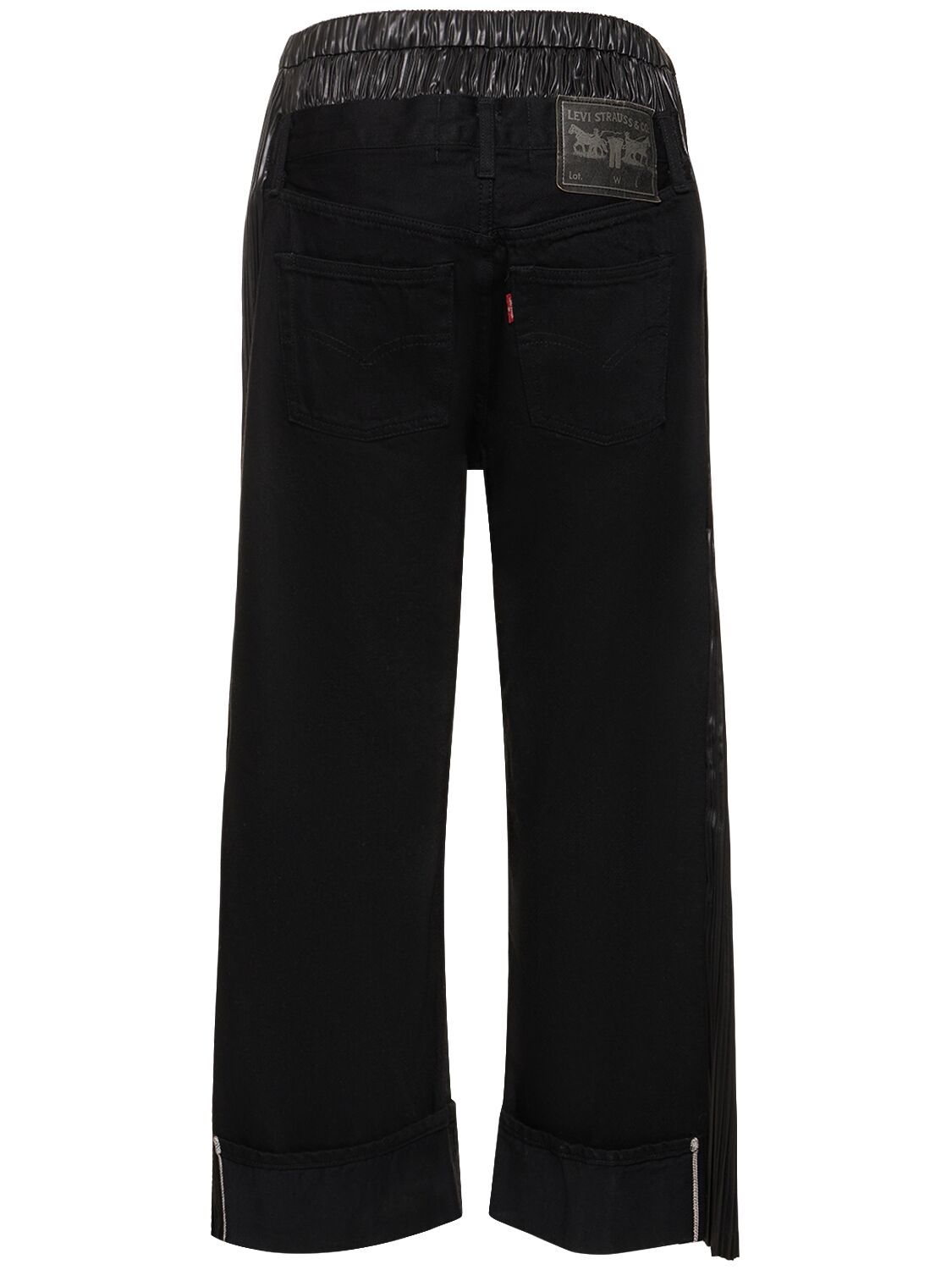 Shop Junya Watanabe Wide Denim Jeans W/ Side Pleats In Black