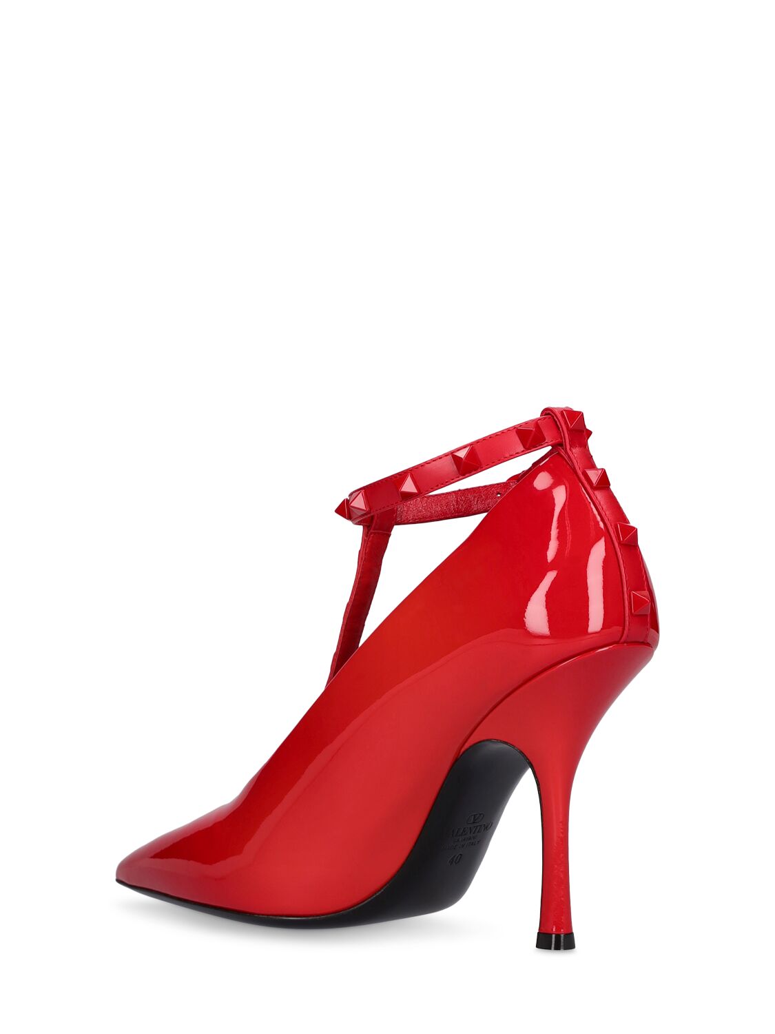 Shop Valentino 100mm Rockstud Patent Leather Pumps In Red