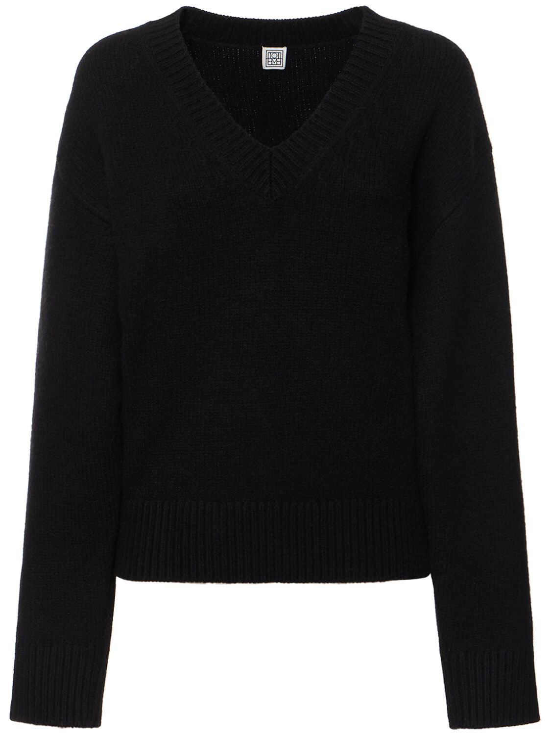Totême V-neck Wool & Cashmere Sweater In Black