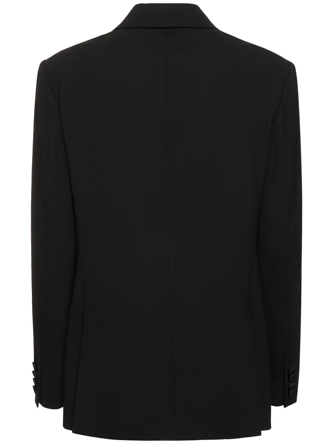 Shop Ralph Lauren Shelden Wool Crepe Double Breast Jacket In Black
