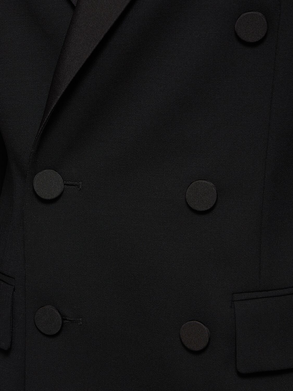 Shop Ralph Lauren Shelden Wool Crepe Double Breast Jacket In Black