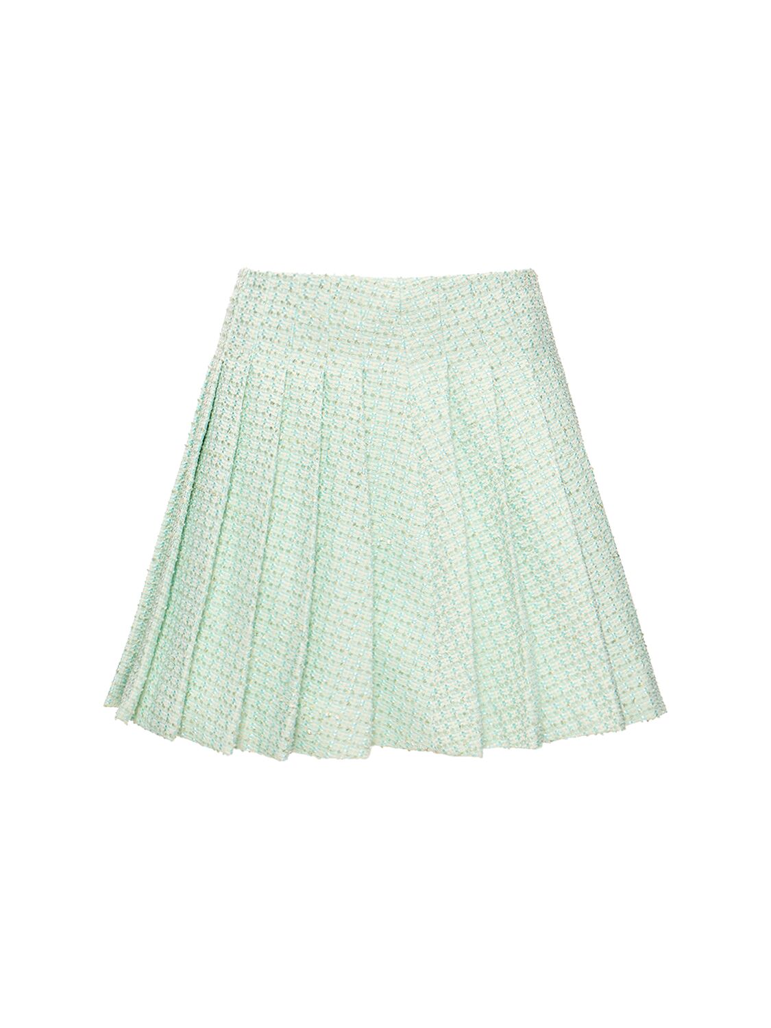 Pleated Bouclé Mini Skirt