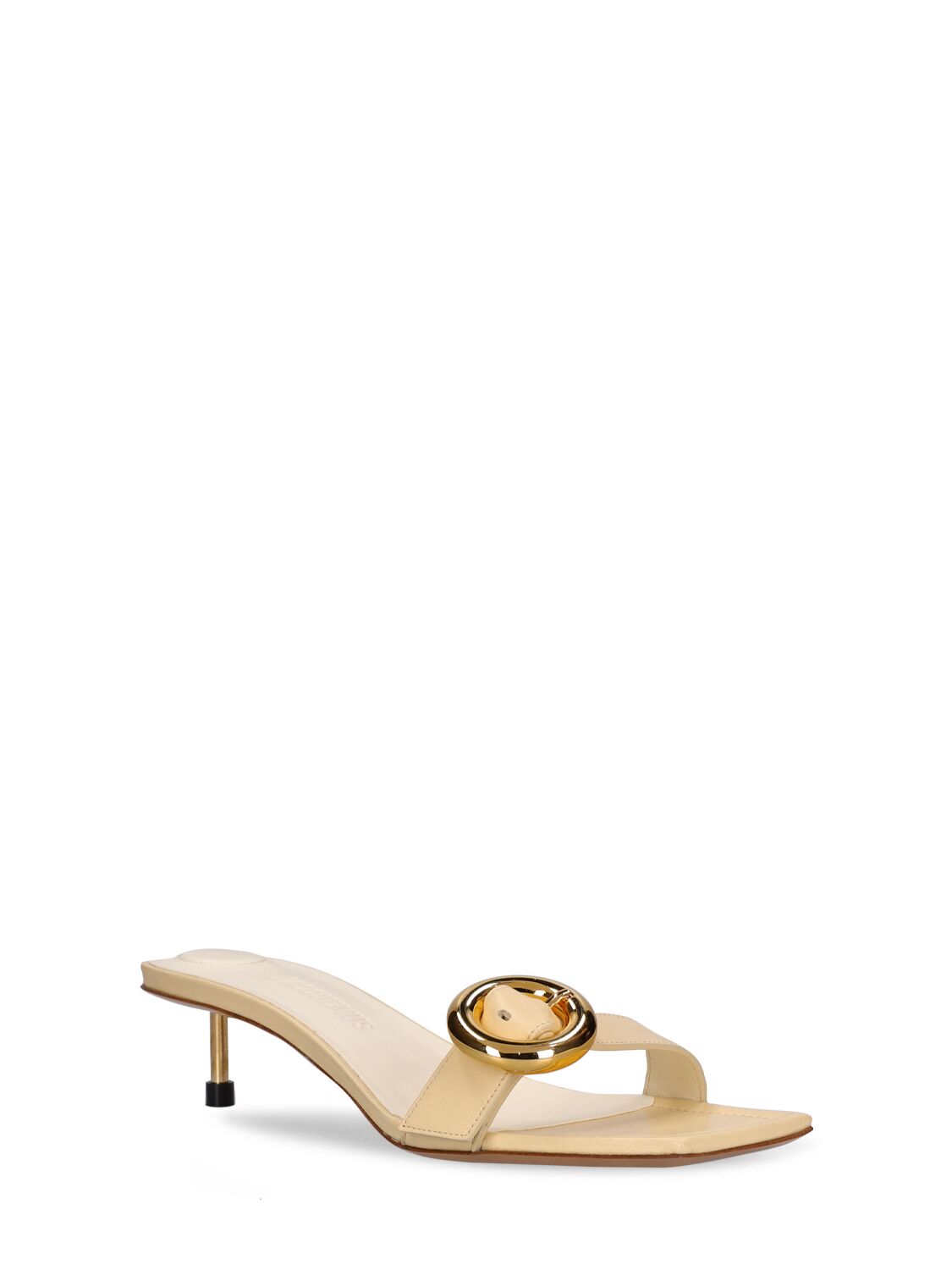 Shop Jacquemus 35mm Regalo Leather Mule Sandals In Ivory