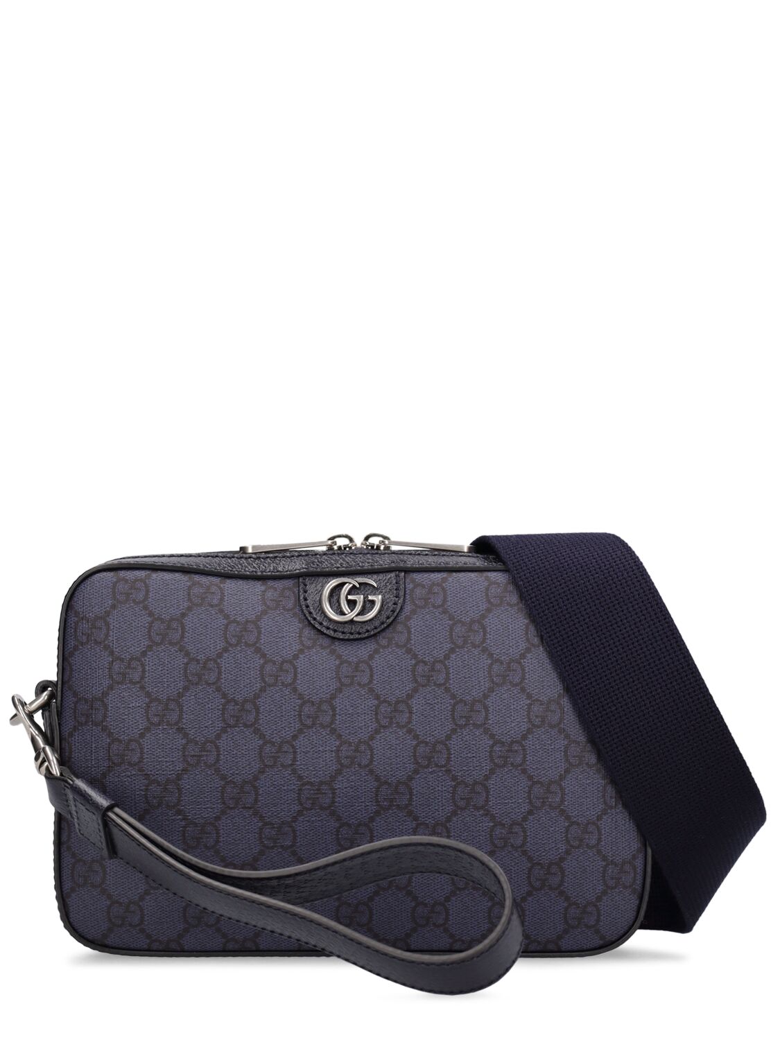Shop Gucci Ophidia Gg Supreme Crossbody Bag In Blue,black