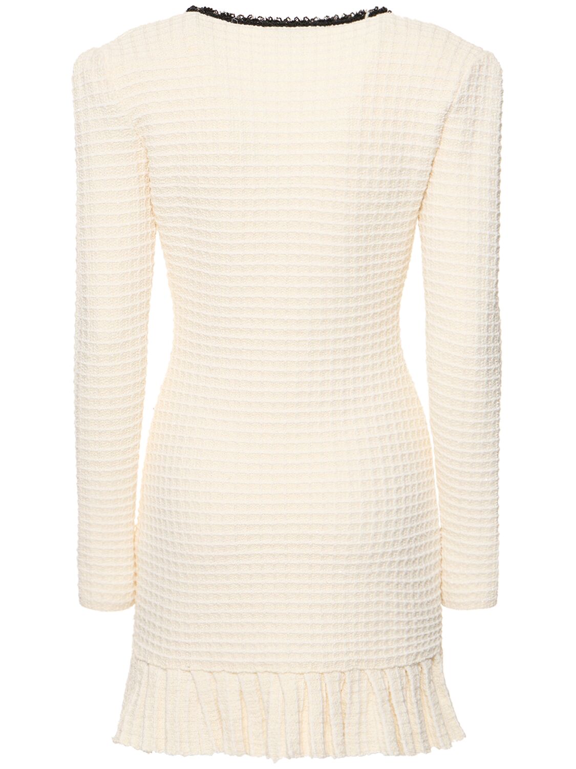 Shop Self-portrait Textured Knit Mini Dress In White
