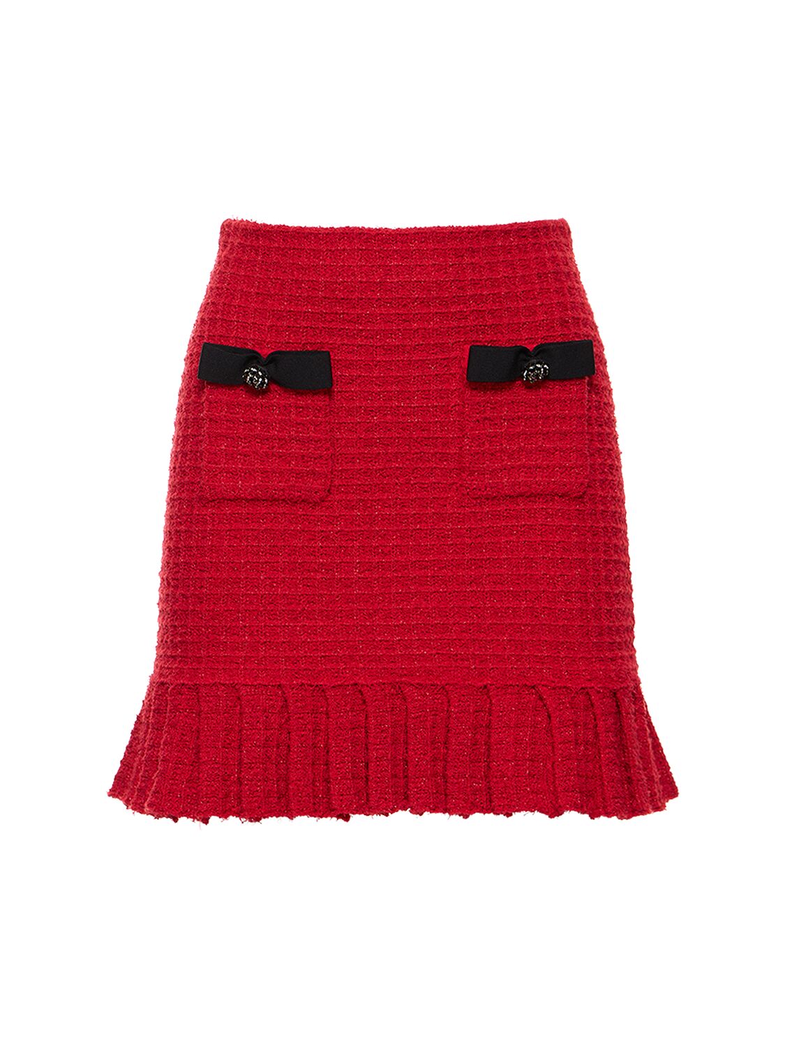 Self-portrait Knit Mini Skirt In Red