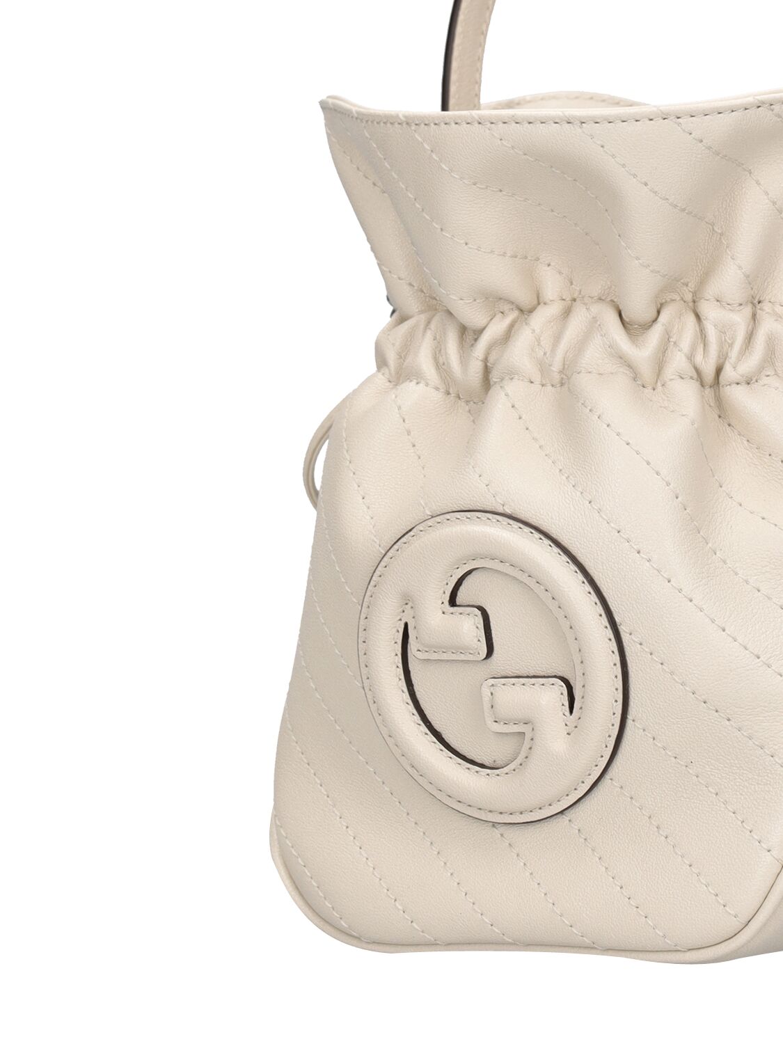 Shop Gucci Mini Blondie Leather Bucket Bag In Mystic White