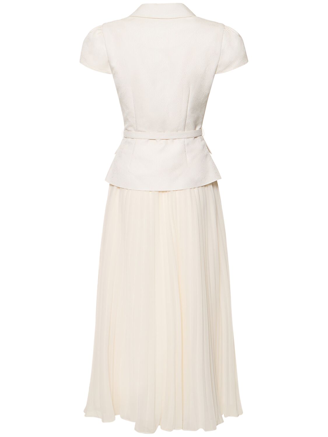 Shop Self-portrait Textured Midi Dress In White