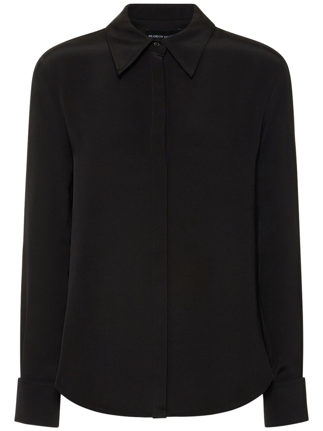 Brandon Maxwell Classic Silk Crepe Shirt In Black