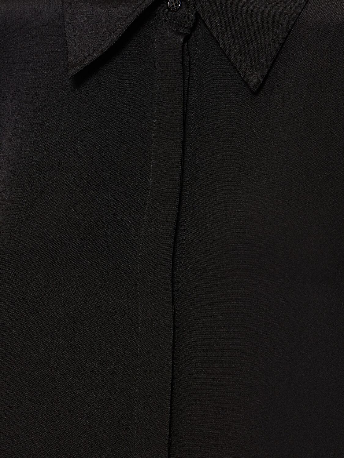 Shop Brandon Maxwell Classic Silk Crepe Shirt In Black