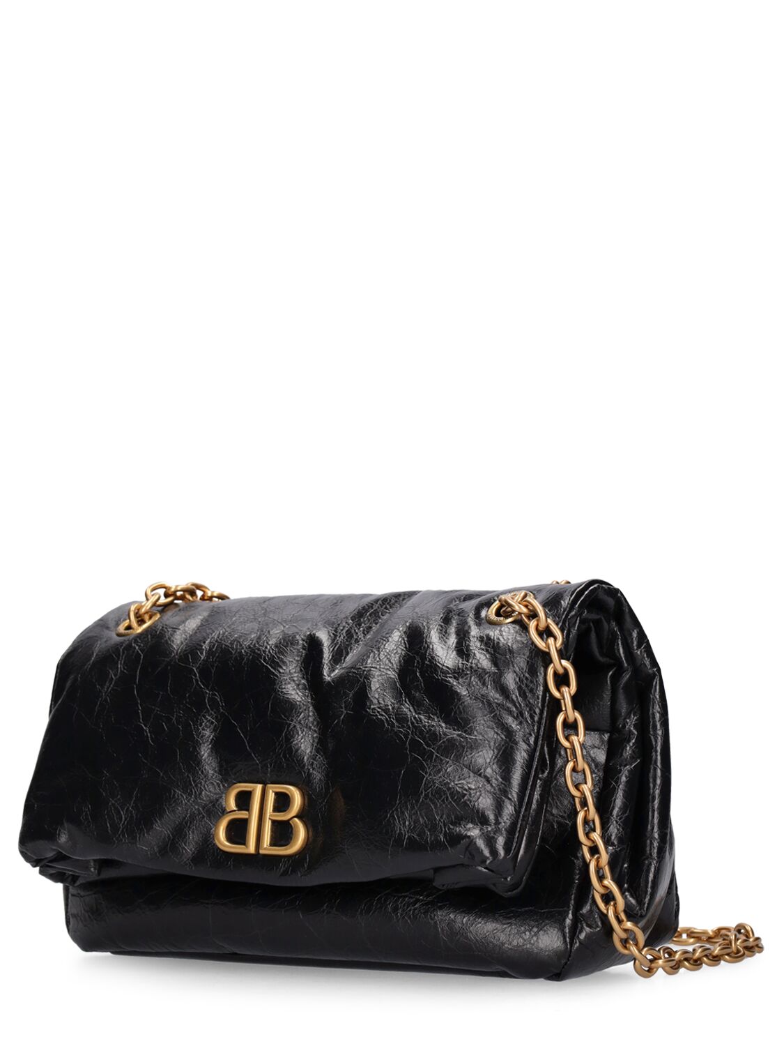 Shop Balenciaga Small Monaco Leather Shoulder Bag In Black