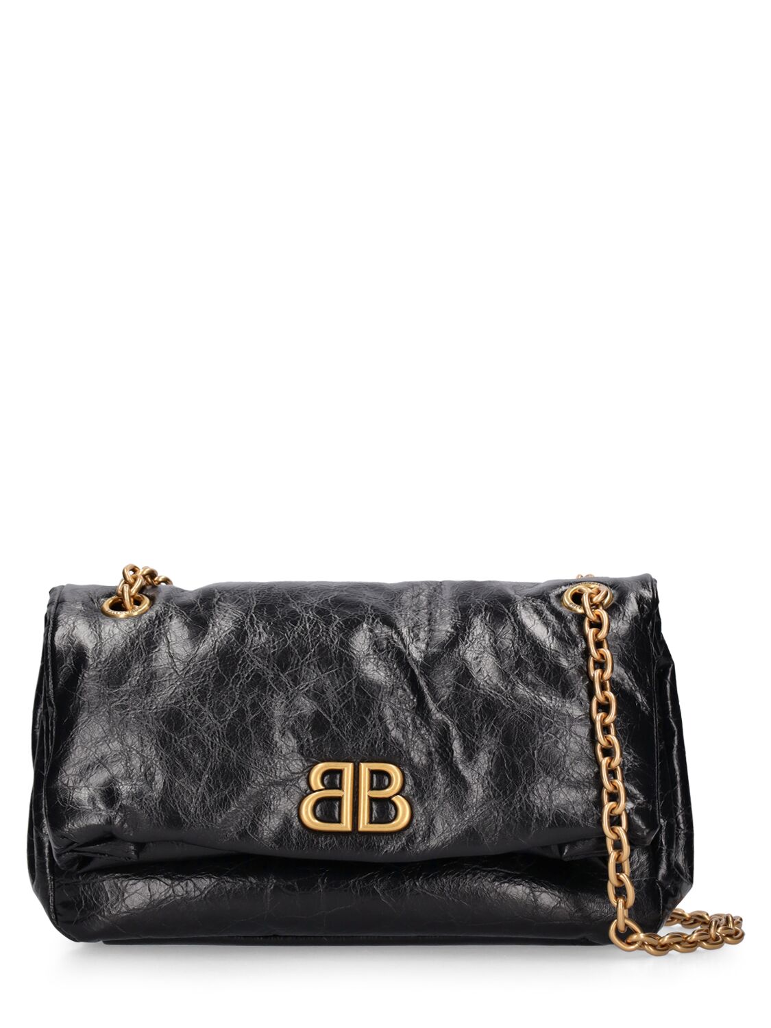 Shop Balenciaga Small Monaco Leather Shoulder Bag In Black