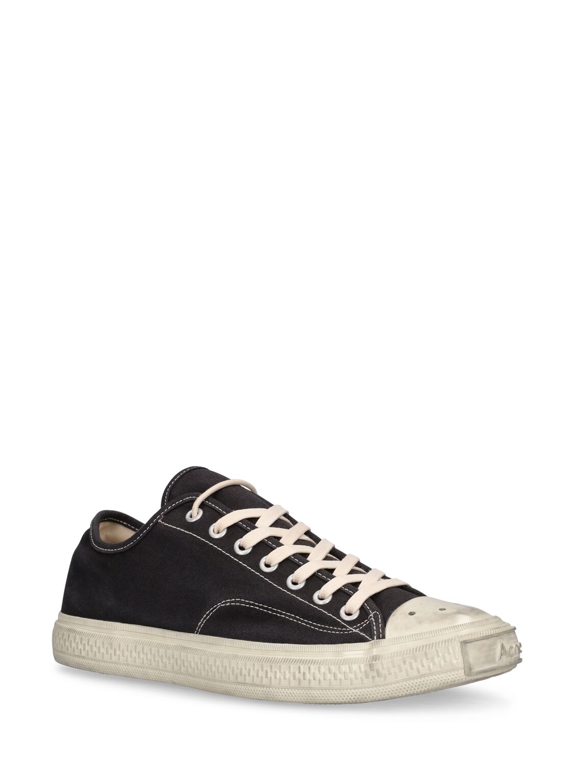 Shop Acne Studios Ballow Soft Tumbled Cotton Sneakers In Black,offwhite