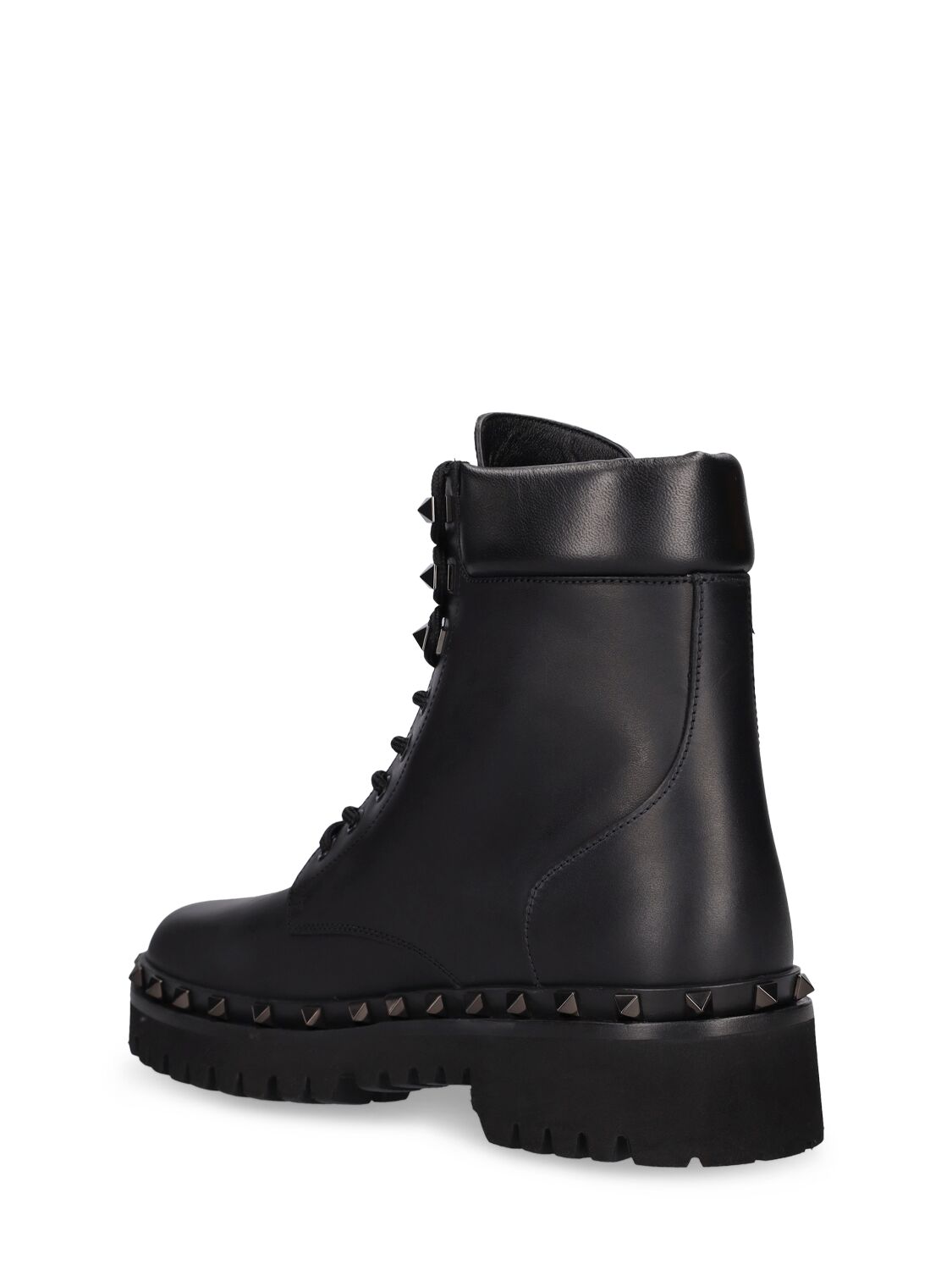 Shop Valentino 50mm Rockstud Leather Combat Boots In Black