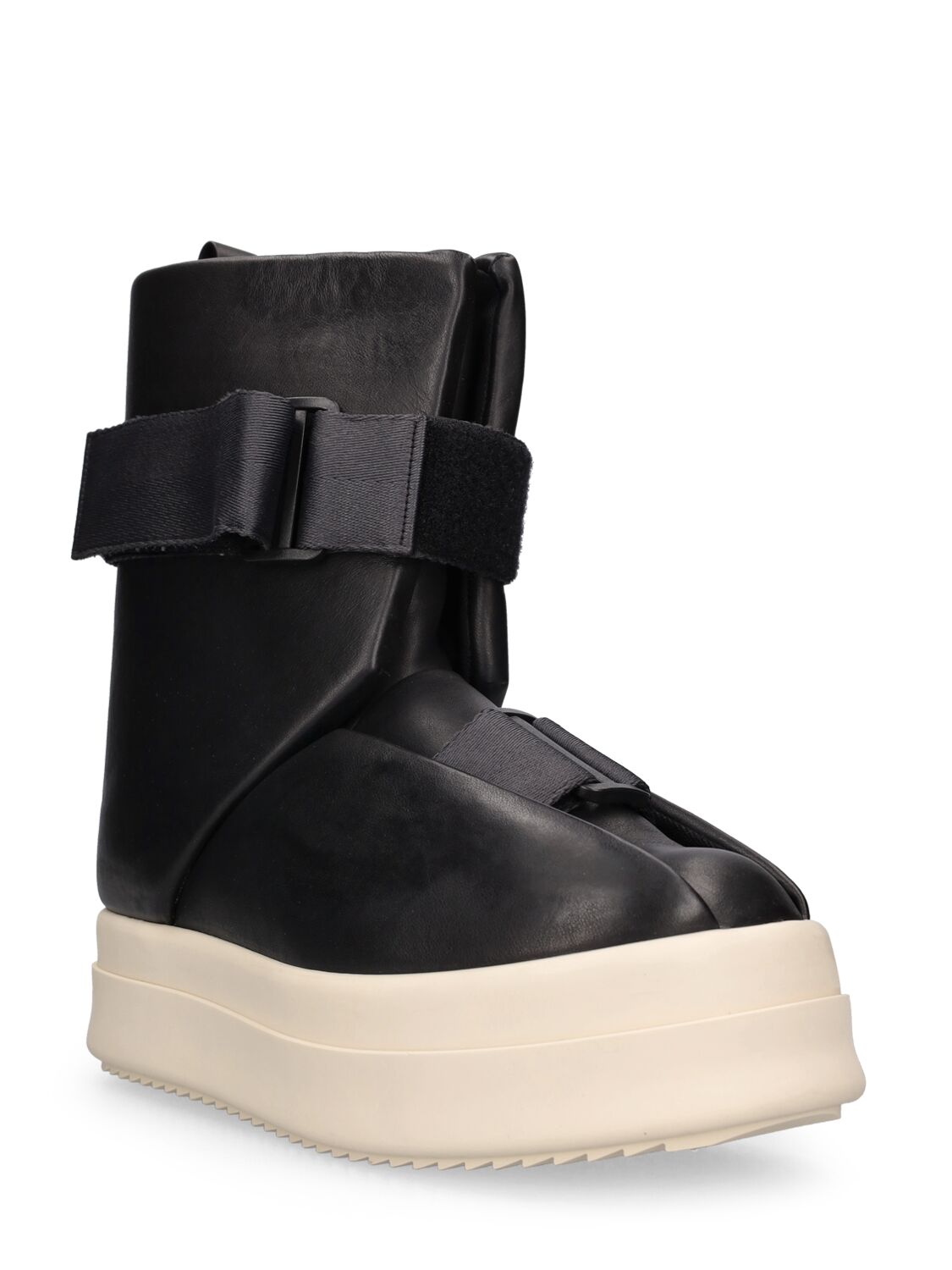 Shop Rick Owens Padded Leather Low Sneakers In Black,milk