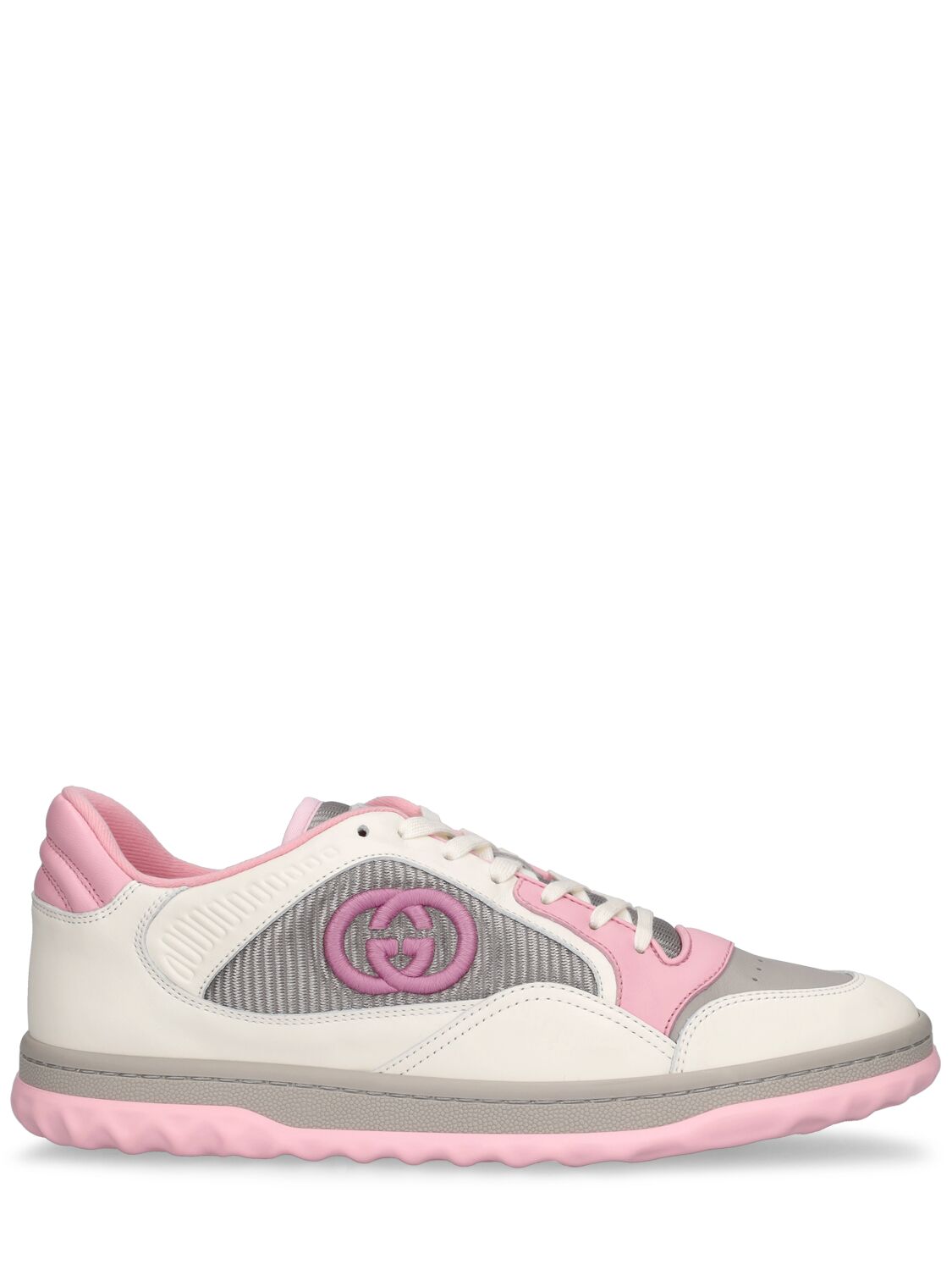 Gucci 31mm Mac 80 Leather Sneakers In Off White,pink