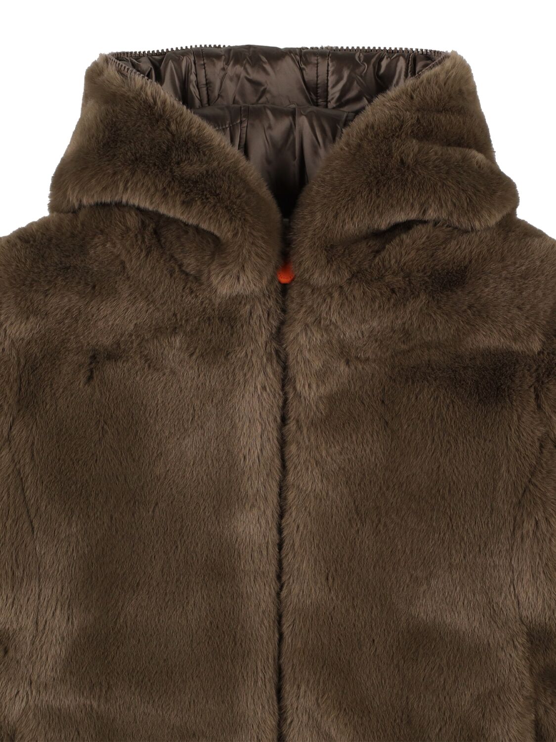 Shop Save The Duck Reversible Faux Fur & Recycled Jacket In Military Green