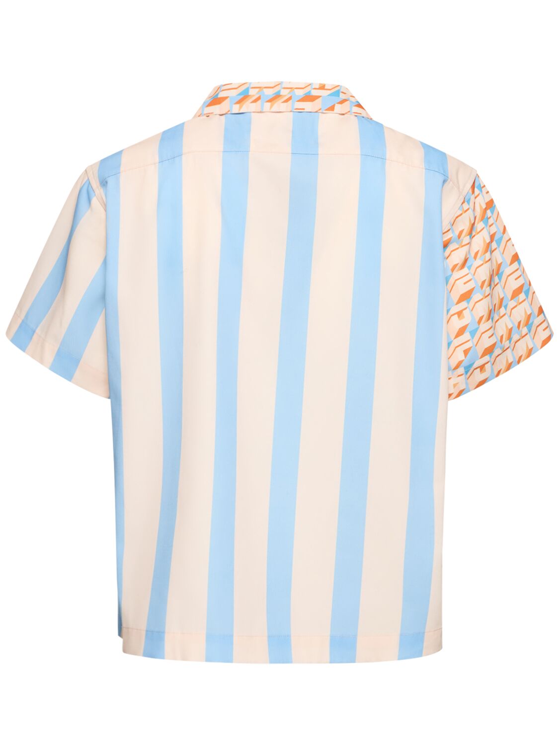 Shop Homme + Femme La Hologram & Stripe Printed Poly Shirt In Orange,blue