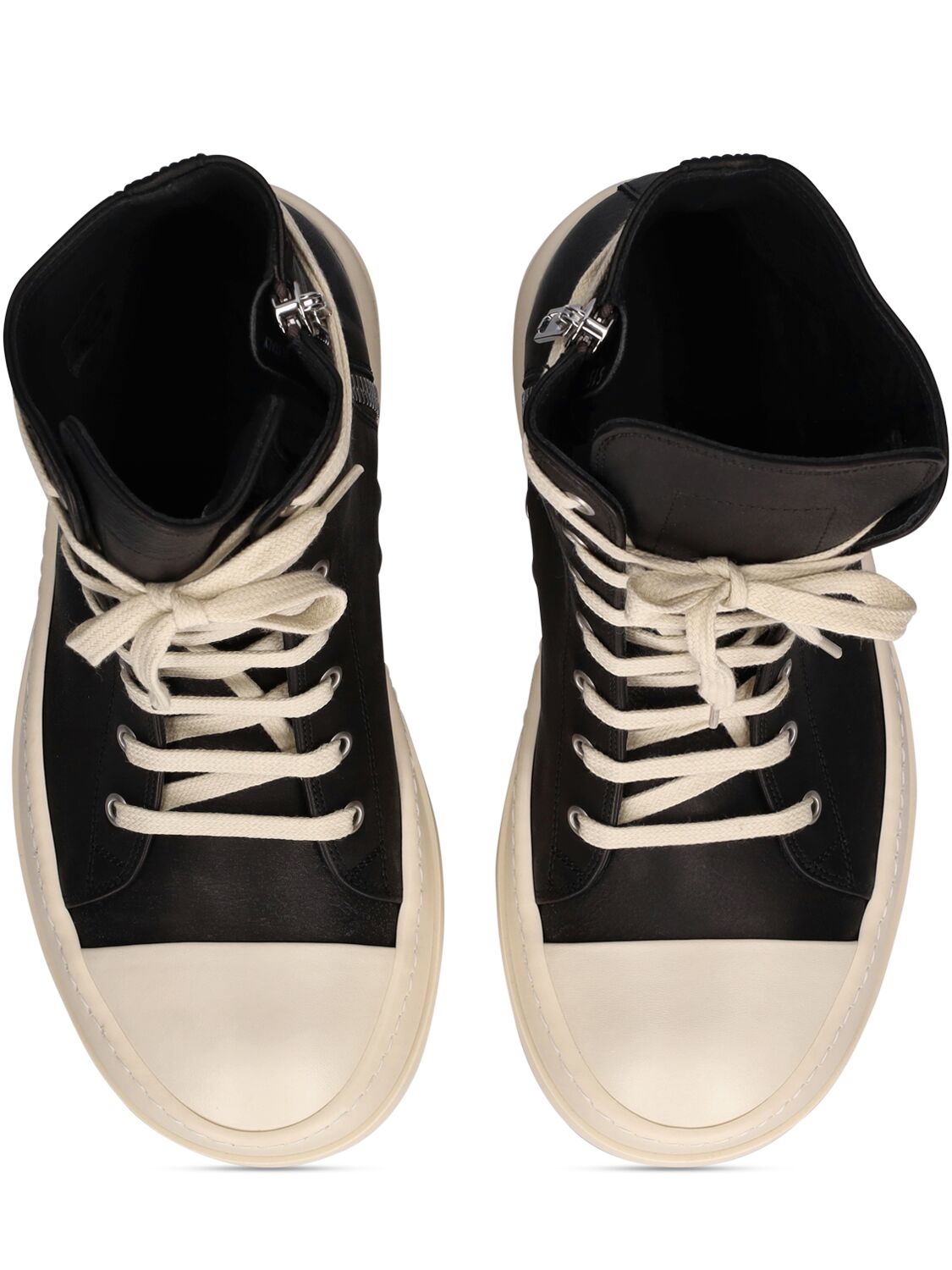 Shop Rick Owens 40mm Mega Bumper Leather Sneakers In Black,white