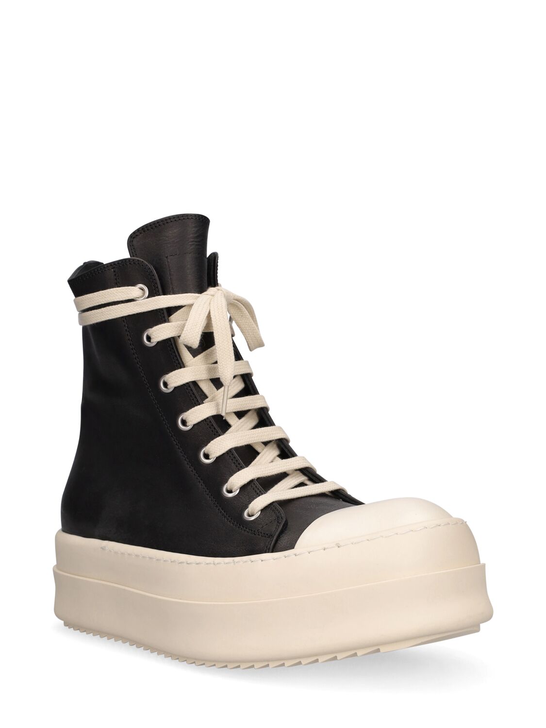 Shop Rick Owens 40mm Mega Bumper Leather Sneakers In Black,white