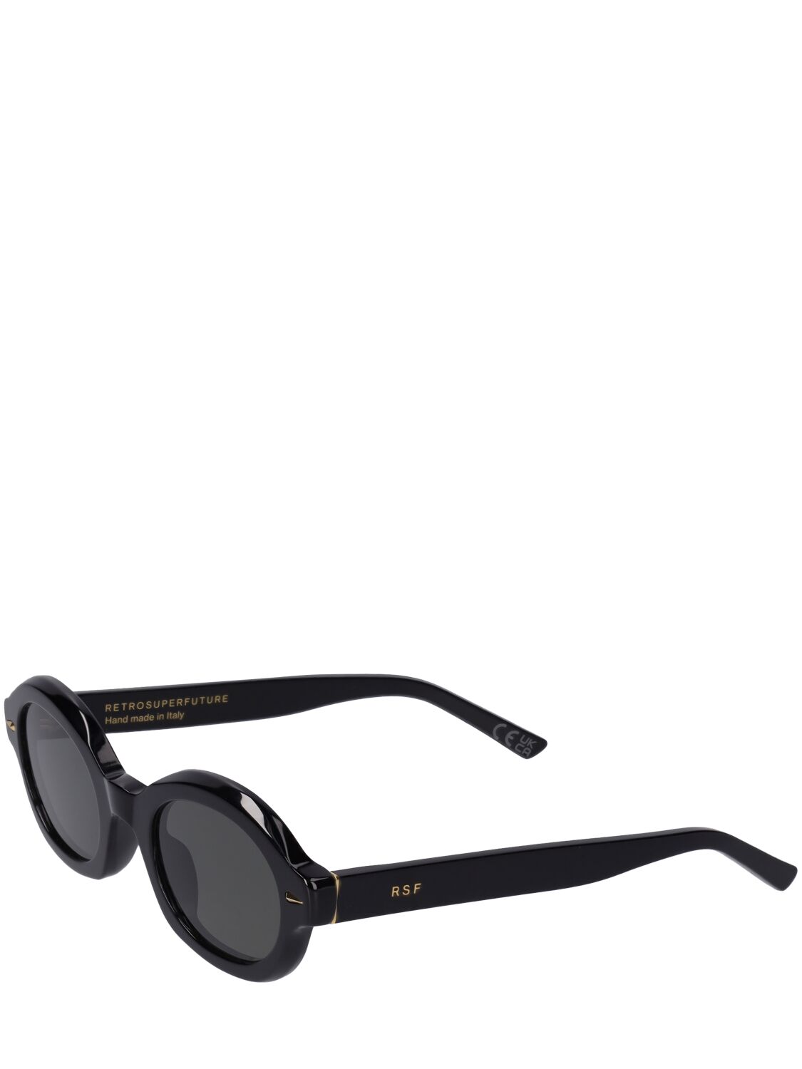 Shop Retrosuperfuture Marzo Black Round Acetate Sunglasses In Schwarz,grau