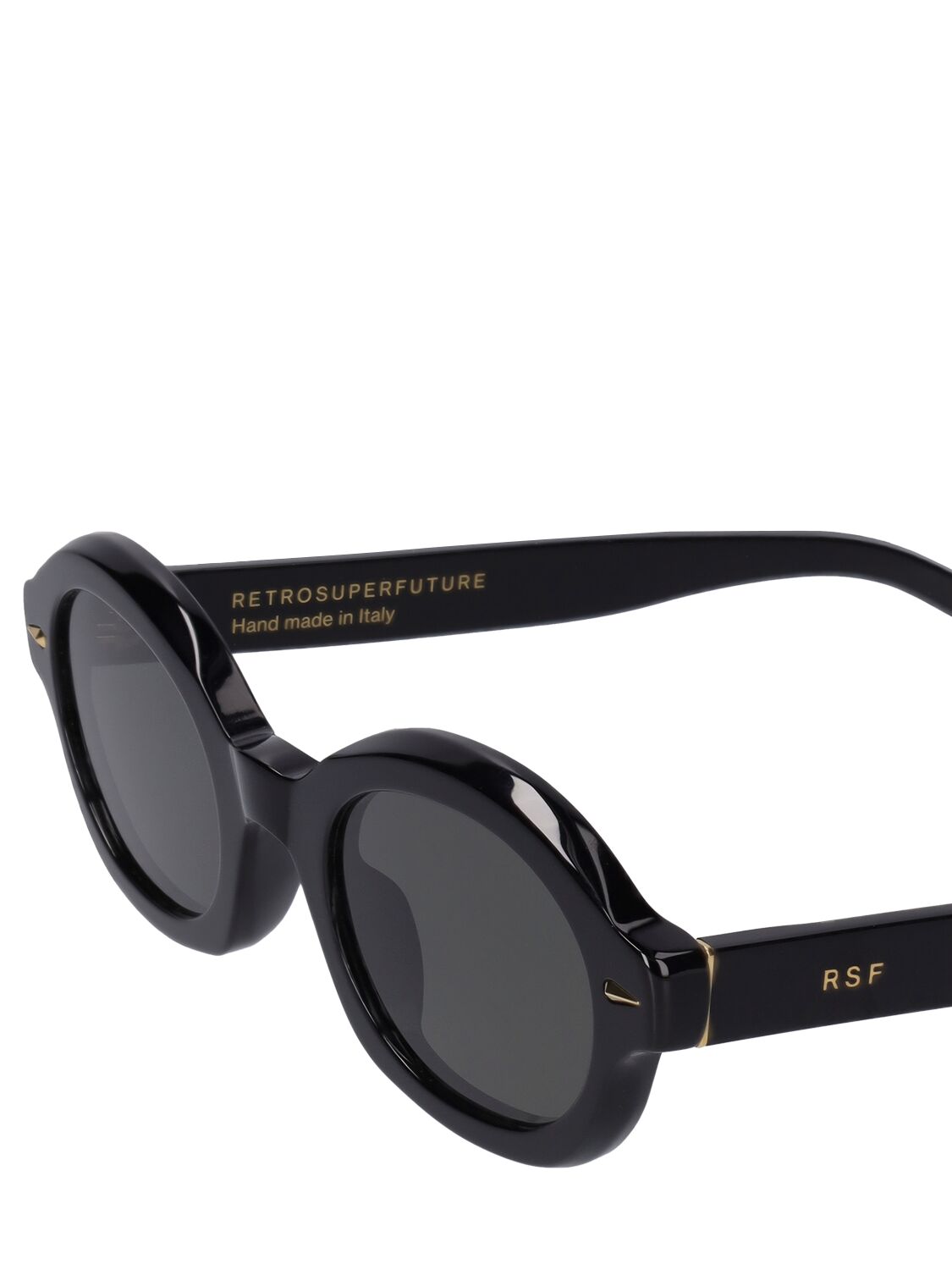 Shop Retrosuperfuture Marzo Black Round Acetate Sunglasses In Schwarz,grau