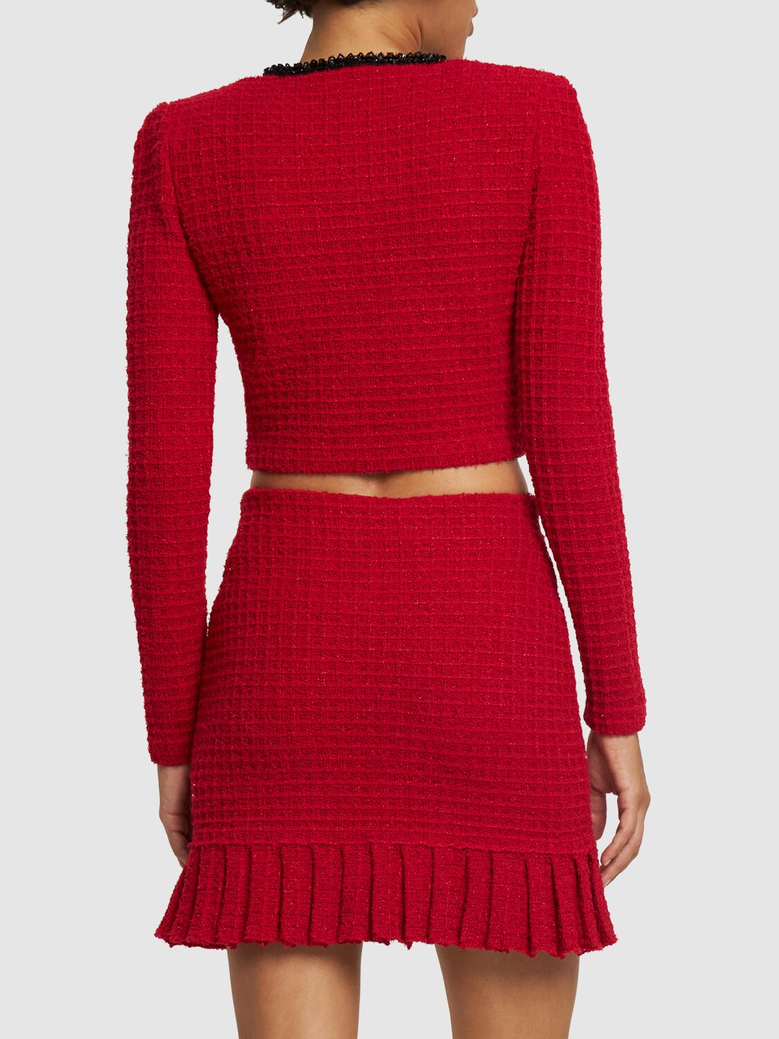 Shop Self-portrait Knit Cardigan In Red