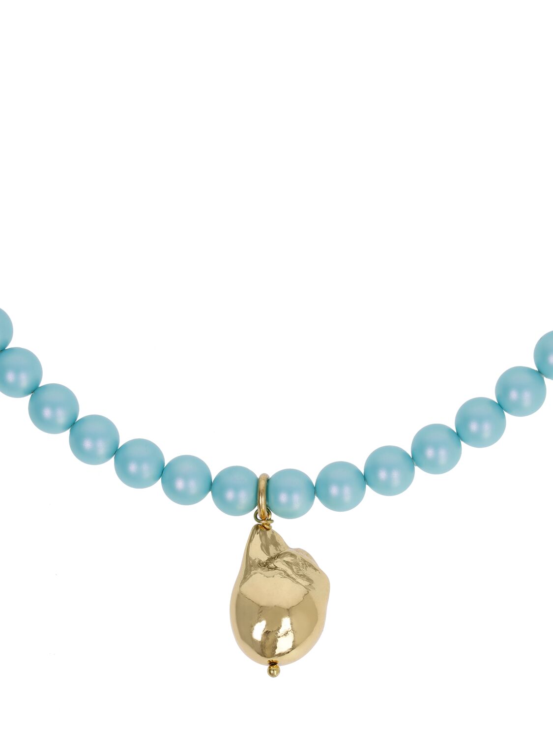 Shop Timeless Pearly Shell Charm Beaded Collar Necklace In Blue,gold