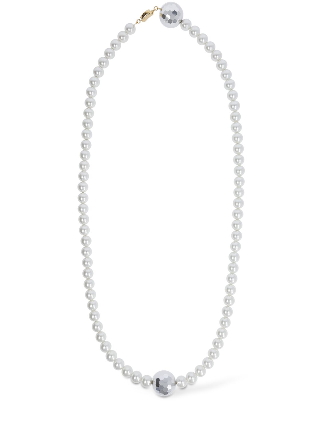 Shop Timeless Pearly Double Wrap Pearl Collar Necklace In Pearl,silver