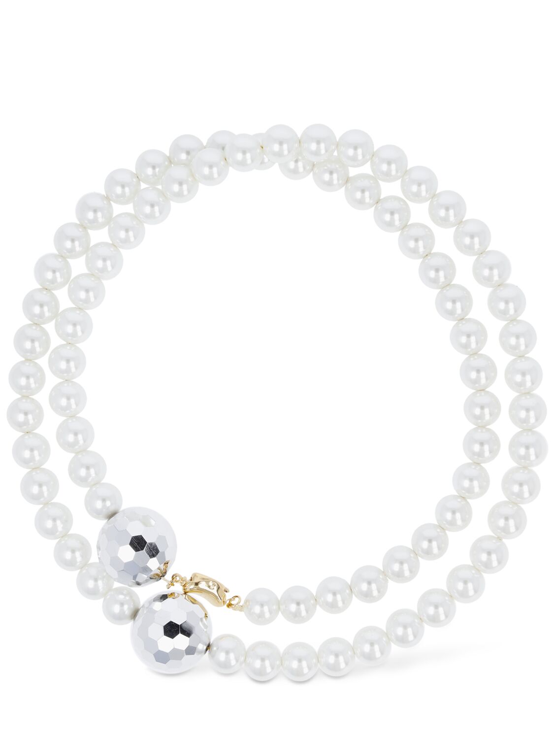 Timeless Pearly Double Wrap Pearl Collar Necklace In Pearl,silver