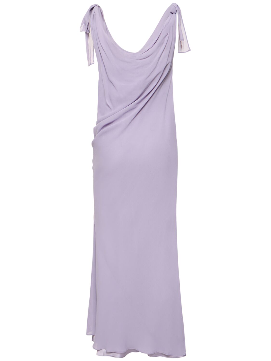 Shop Reformation Galatia Georgette Asymmetric Midi Dress In Purple