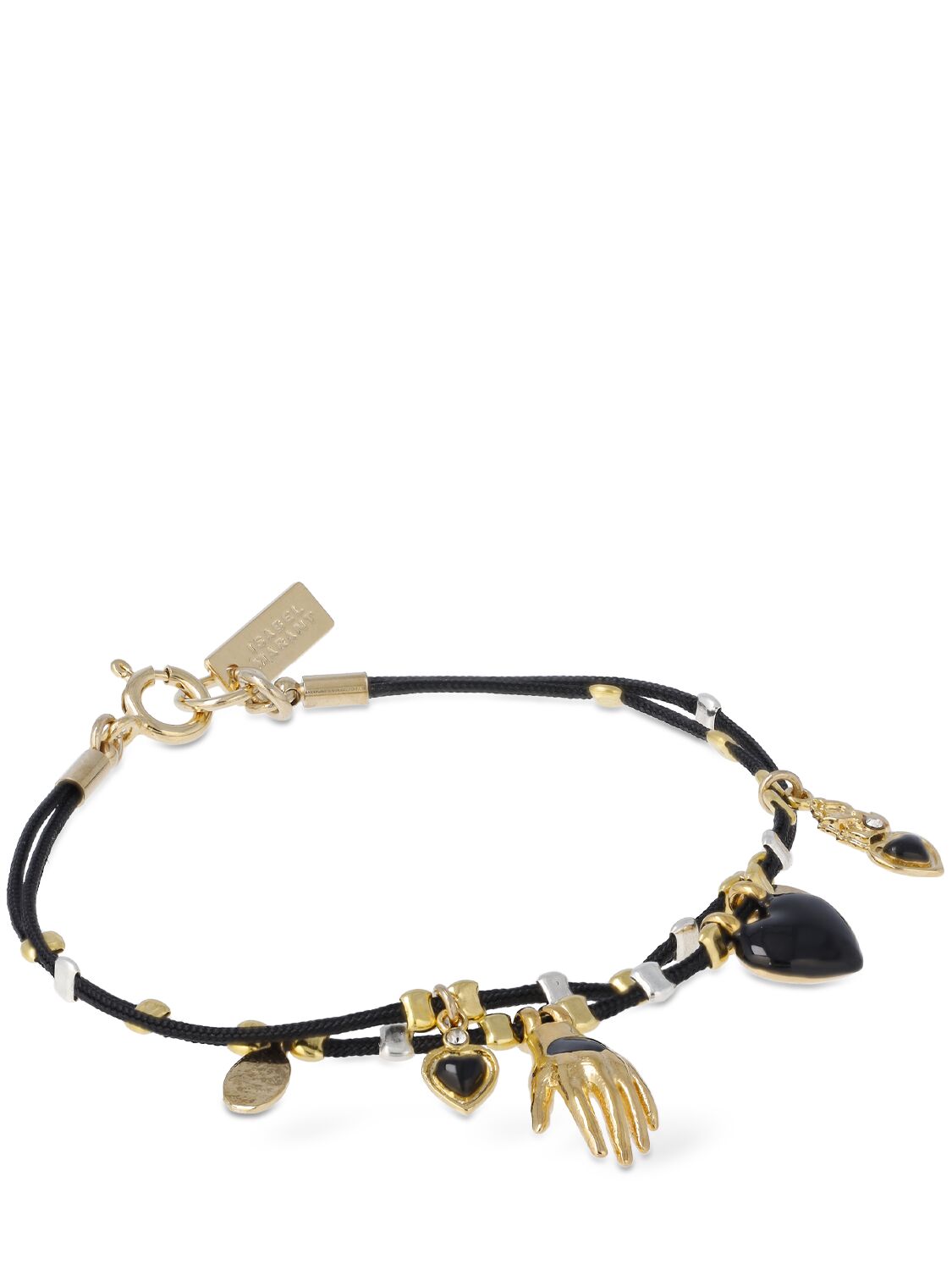 Shop Isabel Marant Happiness Charm Bracelet In Black,gold