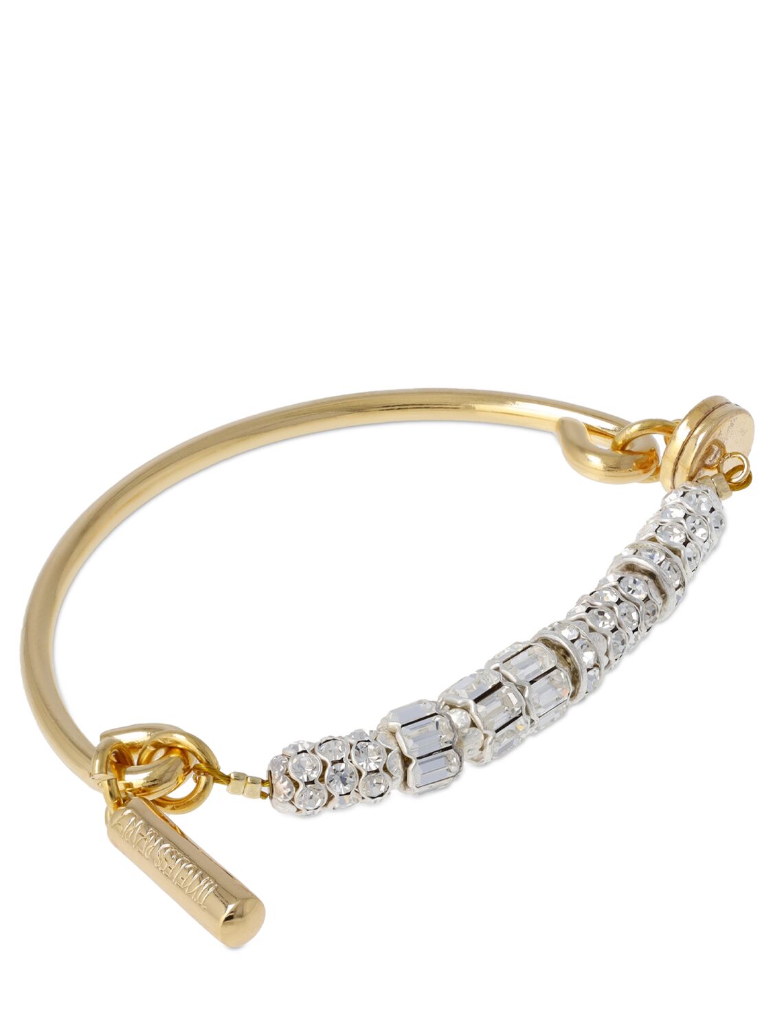 Shop Timeless Pearly Crystal Bangle Bracelet In Gold,crystal