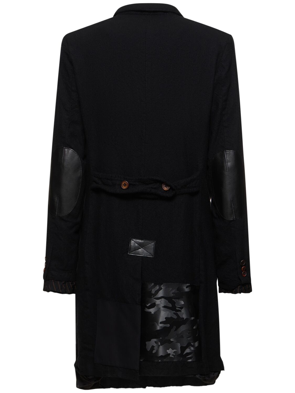 Shop Junya Watanabe Patchwork Wool Coat In Black