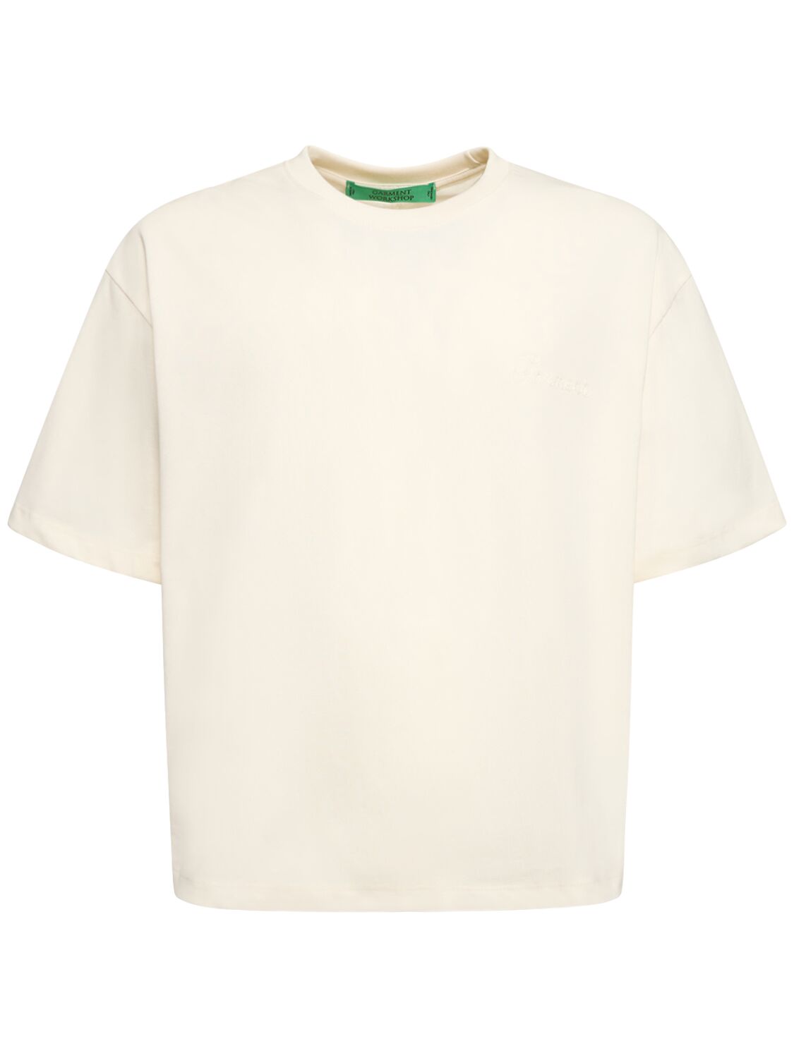 Garment Workshop Boxy Fit T-shirt W/ Double Embroidery In Heavy Cream