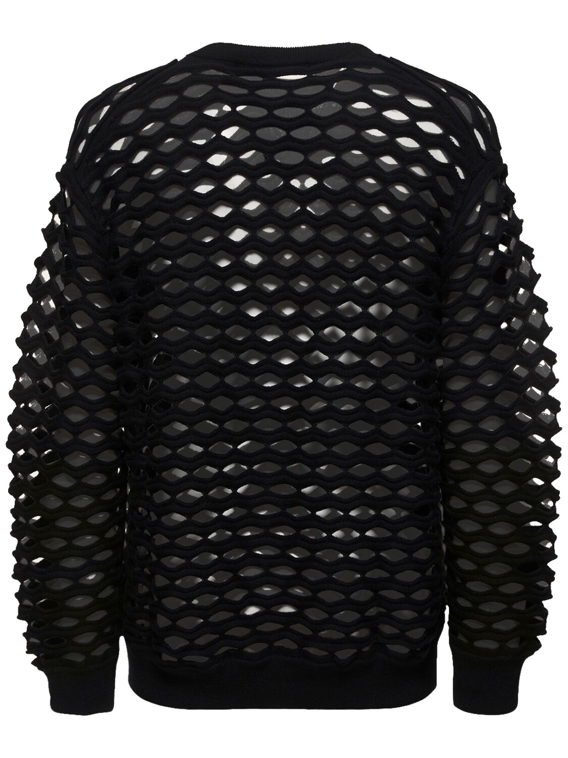 Shop Junya Watanabe Wool Tubular Mesh Sweater In Black