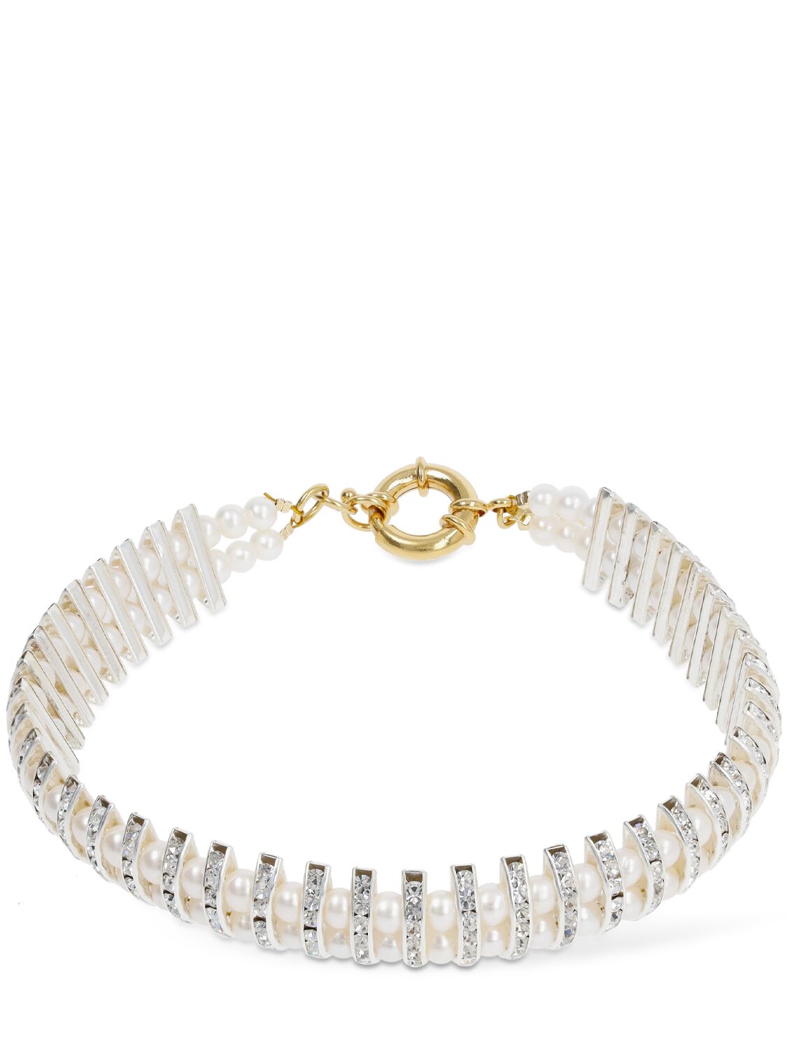 Timeless Pearly Pearl & Crystal Choker In Pearl,crystal