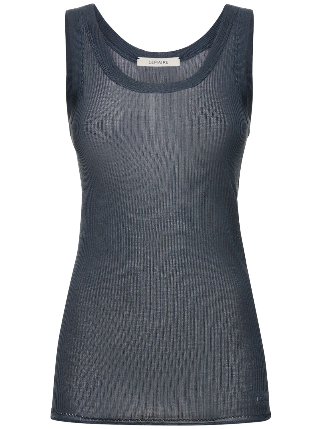 Lemaire Seamless Ribbed Silk Tank Top In Blue