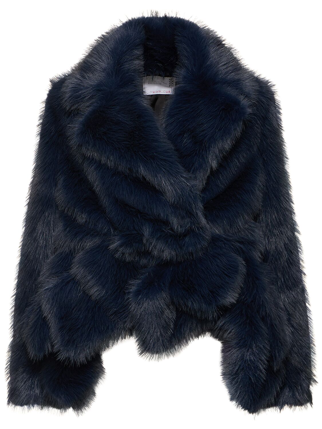 Sacai Faux Fur Crop Jacket W/ Flaps In Blue