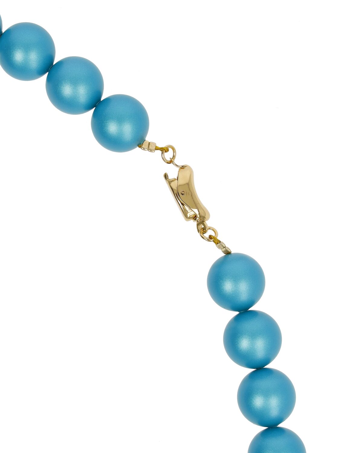 Shop Timeless Pearly Heart Charm Beaded Collar Necklace In Blue,gold