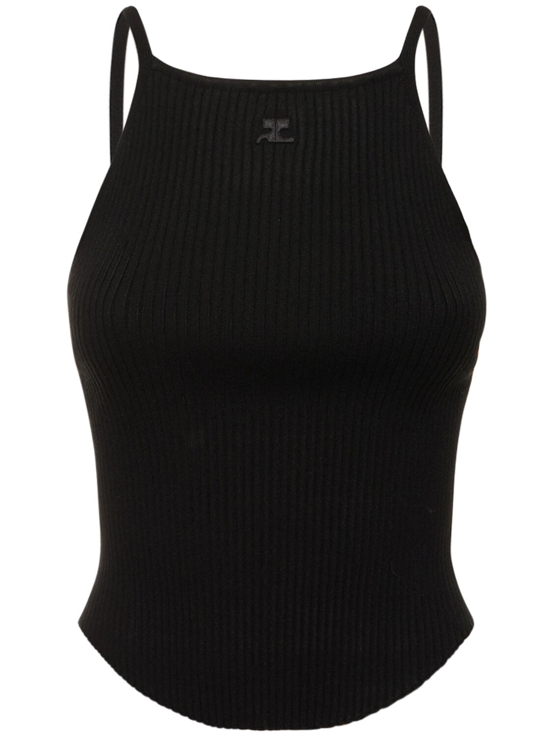 Shop Courrèges Holistic Ribbed Viscose Knit Tank Top In Black