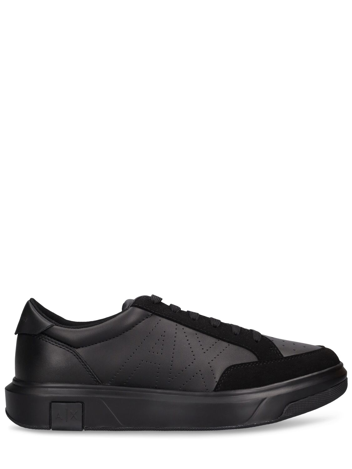 Armani Exchange Leather Low Top Sneakers In Black