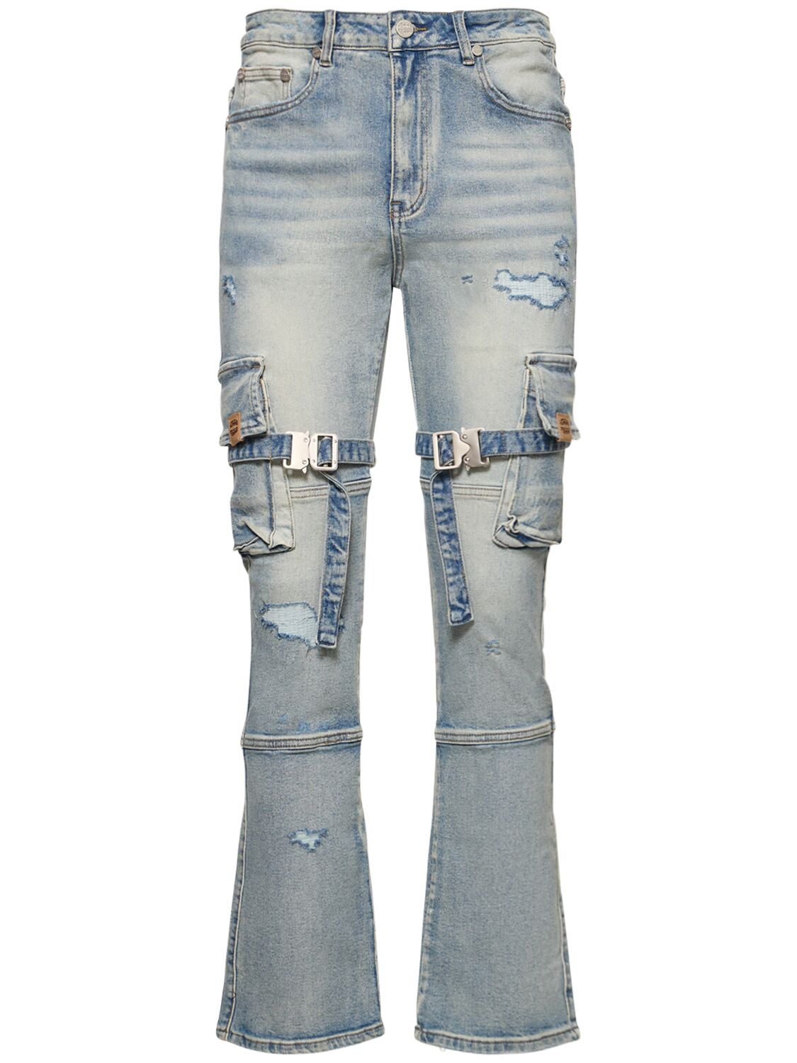 Distressed Flare Cargo Jeans W/straps – MEN > CLOTHING > DENIM