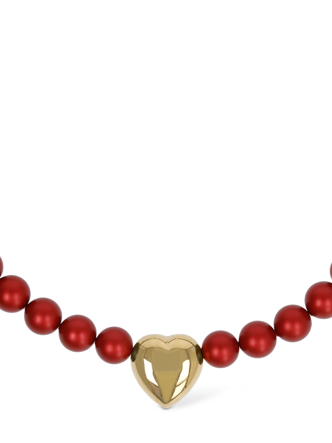 Shop Timeless Pearly Heart Charm Beaded Choker In Red,gold