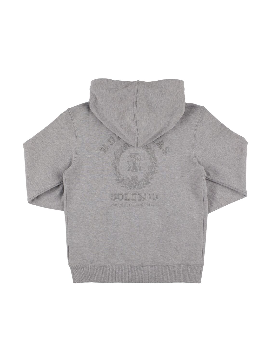 Shop Brunello Cucinelli Cotton Zip-up Hoodie W/logo In Grey