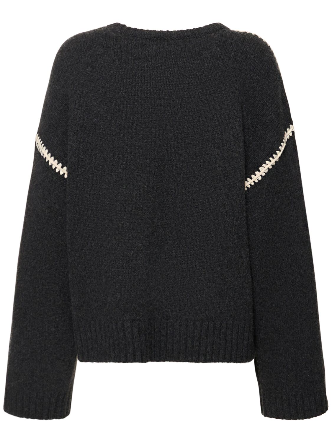 Shop Totême Embroidered Wool & Cashmere Sweater In 그레이