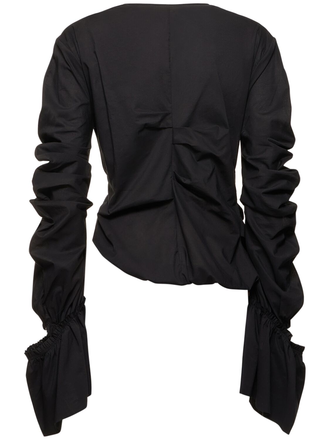 Shop Acne Studios Cotton Poplin Cutout Draped Shirt In Black