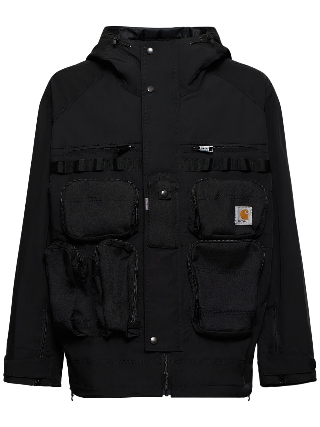 Shop Junya Watanabe Carhartt Logo Nylon Jacket W/hood In Black