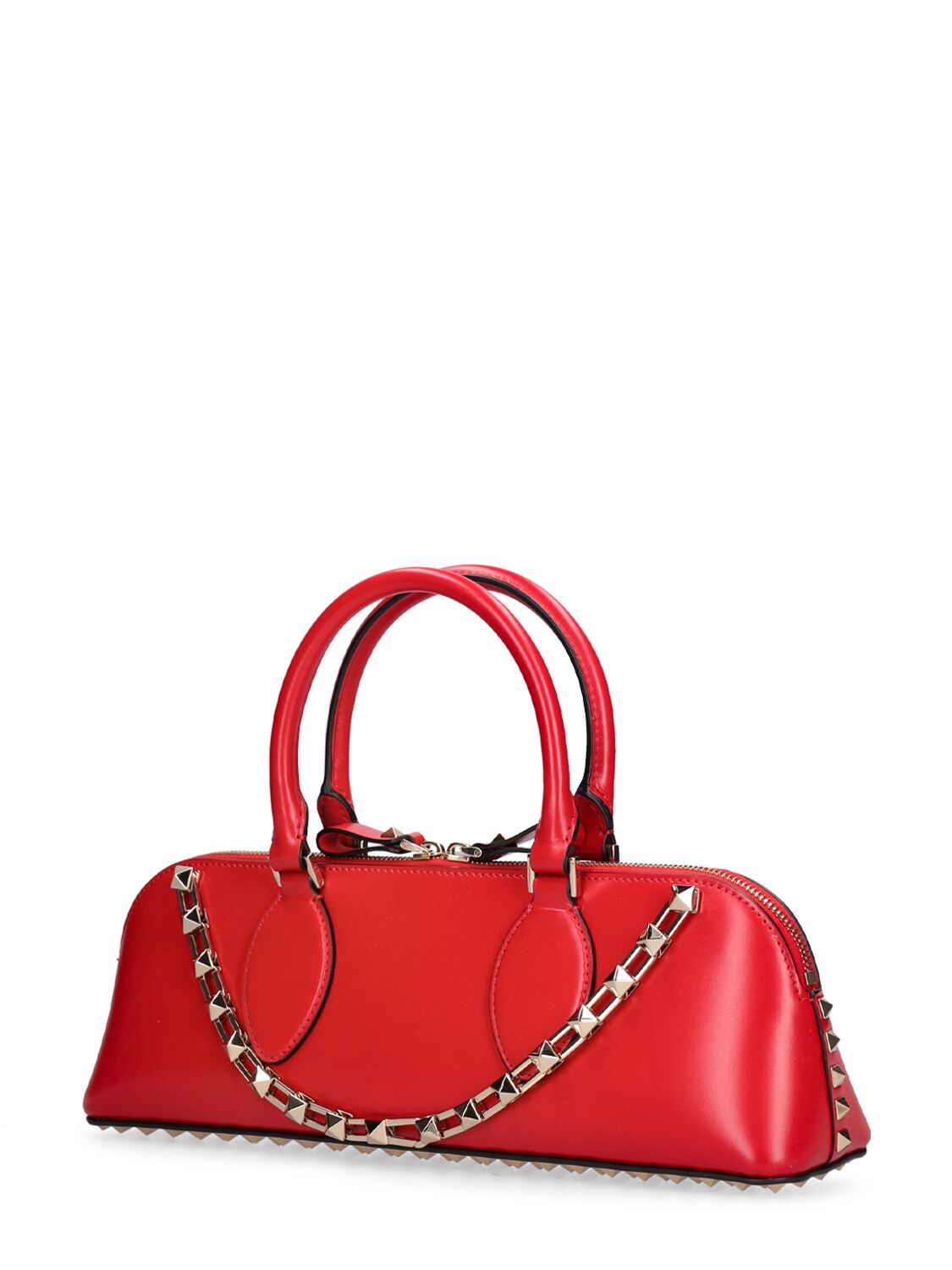 Rockstud Calfskin Handbag for Woman in Rouge Pur